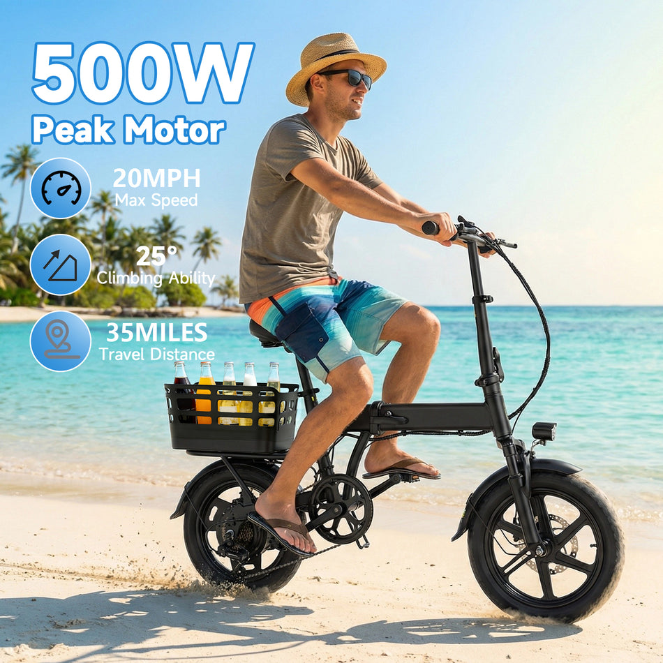 APYEAR 14" Folding Ebike with Storage Basket
